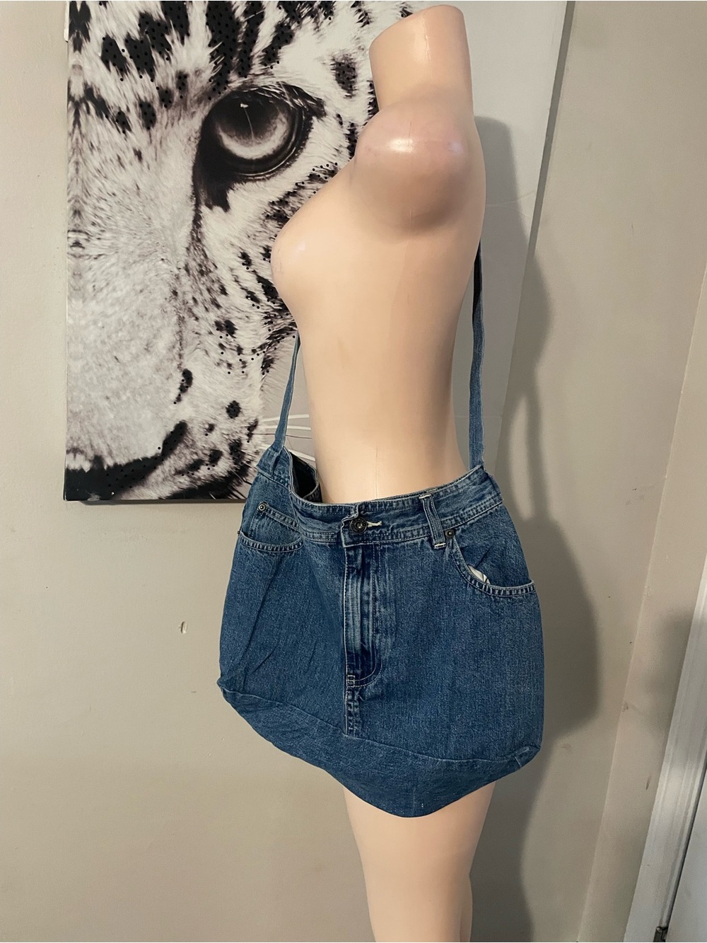 VTG repurposed Denim Tote Bag Straps Old Navy Hobo shoulder bag cotton 90s Y2K